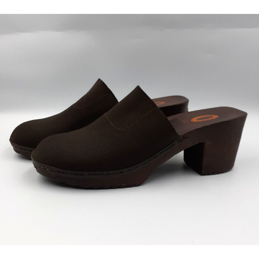 DR. SCHOLL'S Vintage Original Wooden Mules Shoes Women Brown Size 7 NEW